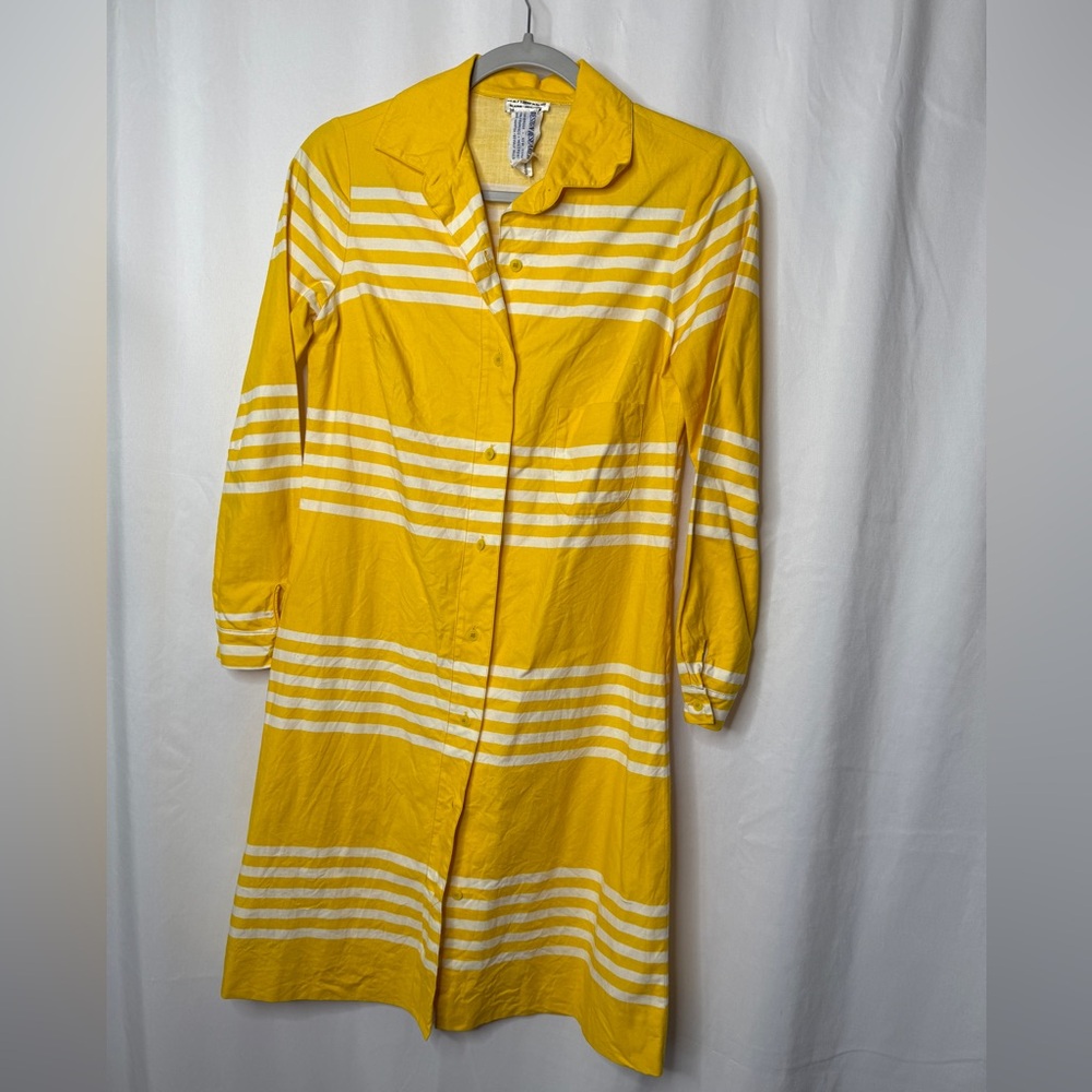 Vintage 60’s/70’s Marimekko Yellow and White Striped Shirt Dress